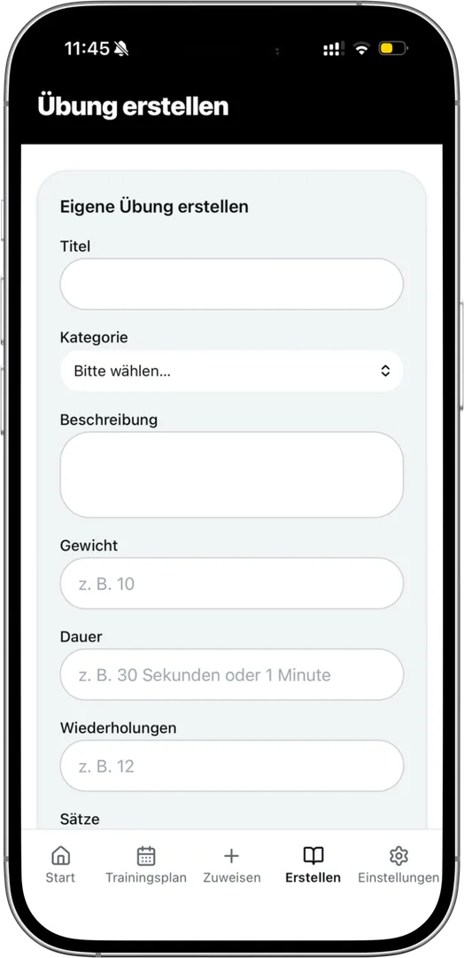Eigene Übung mit Video in der TrainBack App erstellen